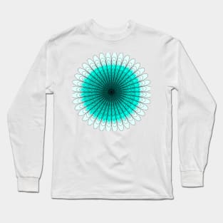 Teal Gradient Flower Long Sleeve T-Shirt